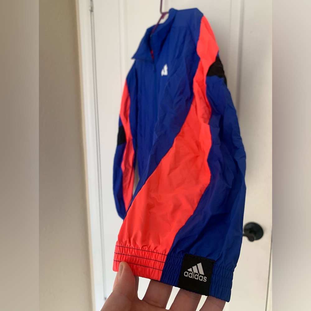 Adidas Woven Tape Jacket Water Resistant Wind Breaker - Men’s Small - Royal Blue - Picture 6 of 16